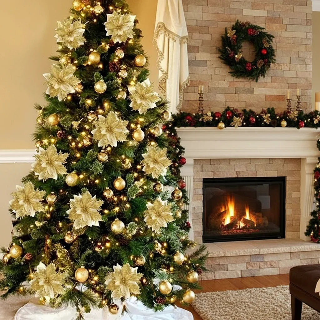 Christmas Flower Ornaments 10pcs