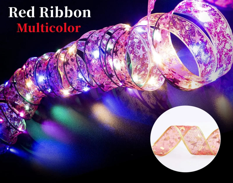 Christmas Tree Ribbon Fairy Lights 5M