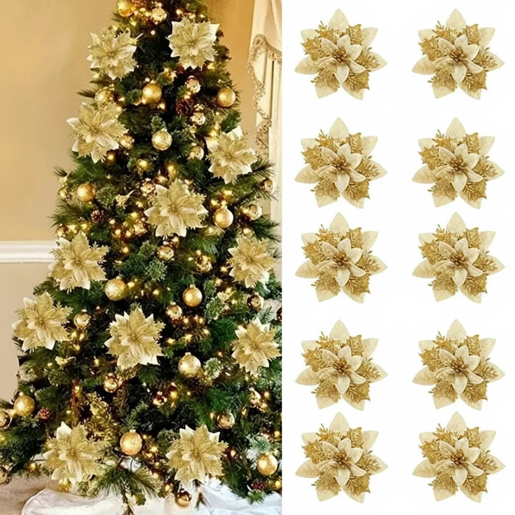 Christmas Flower Ornaments 10pcs